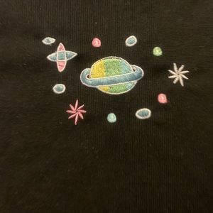 Black graphic crop top